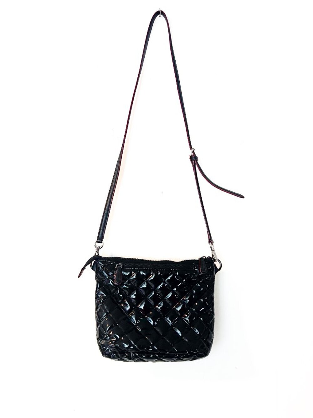 Mz wallace black lacquer crossbody metro scout leather strap - Picture 3 of 14